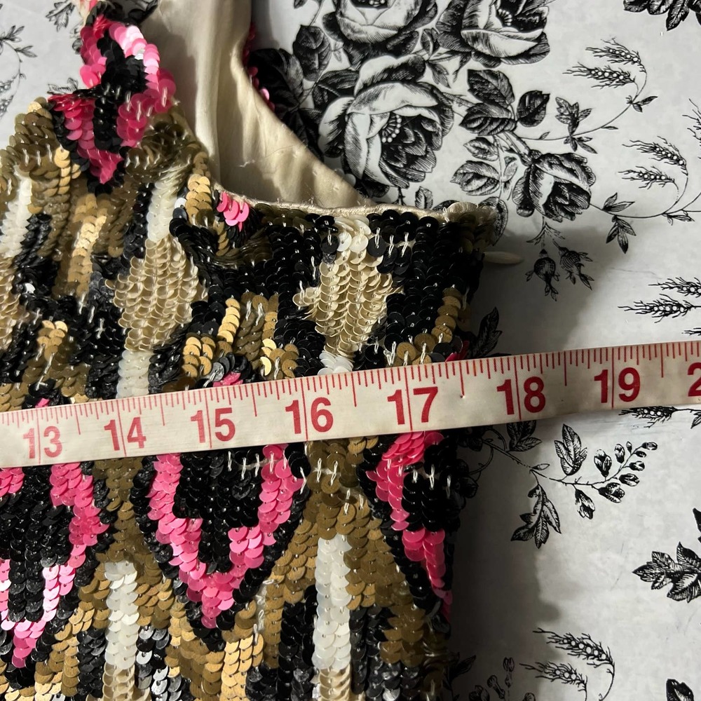 Parker Women's Navajo Sequin Cocktail / Silk Evening Dress Size L - Picture 13 of 14